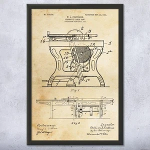 Table Saw Patent Wall Art Poster, Canvas or Framed Workshop Wall Art - Picture 1 of 15