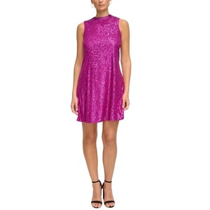 Kensie Sequin Shift Sleeveless Dress Fuchsia Pink Size 4 Women Party Glam NWT - Picture 1 of 10