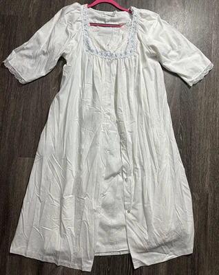 Camisón vintage Komar bata 2 piezas para mujer mediano blanco encaje floral ropa de dormir años 80 Foto 1 de 4