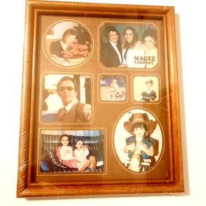 Vintage Magee Co Holz Collage 7 Öffnung Foto Bild MCM Portrait Rahmen 9"x11" Neu in Verpackung - Bild 1 von 15