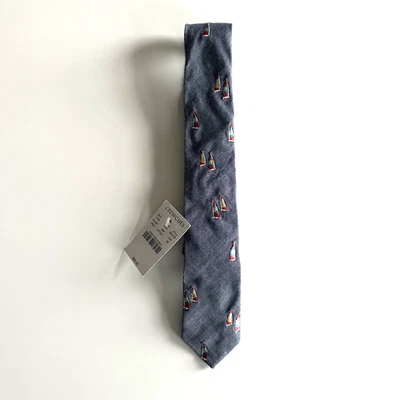 NUEVO Crewcuts Niños Corbata 42” Veleros Algodón Cambray 2” Ancho Azul Rojo Con Etiqueta Foto 1 de 4