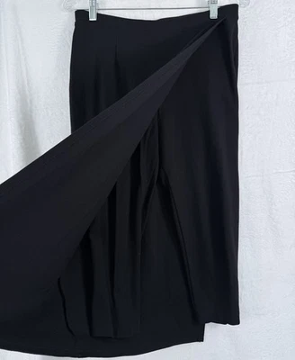 Betabrand Sassiest Wrap Skirt Medium Petite Black Knit Pull On Skort Women - Image 1 of 4