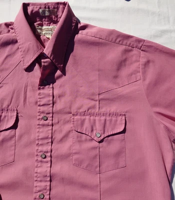 Camisa Vintage Años 70 80 Sheplers Western Pearl Manga Corta Grande Rosa Foto 1 de 4