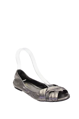 Cole Haan Womens Leather Cross Strap Slide On Ballet Flats Silver Size 6.5 B - Image 1 of 4
