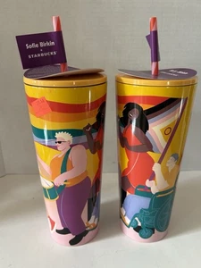 Two Starbucks x Sophie Birkin 24 oz Metal Cup Pride Month 2024 NEW Ships FREE!! - Picture 1 of 4