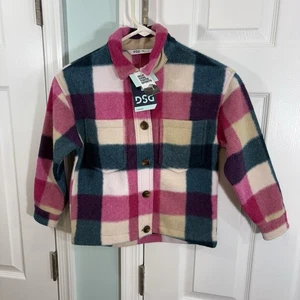 DSG Dicks Sporting Goods Plaid Fleece Shacket Kids Girls Size XS NWT Raspberry - Picture 1 of 12