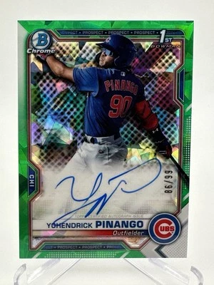 2021 Bowman Chrome Yohendrick Pinango 1st Green Atomic Refractor Auto /99 #CPAYP - Image 1 of 3