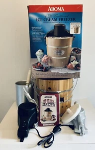 Aroma 4 QT Ice Cream Freezer Die Cast Hand Crank & Electric Motor AIC-204EM - Picture 1 of 20
