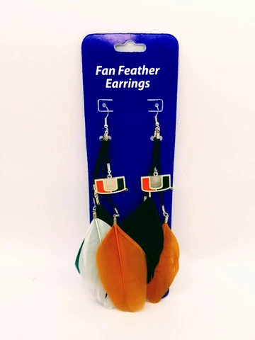 NCAA Univeristy of Miami Hurricanes Fan Feather Earrings Cover