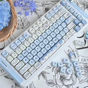 140 Keys Cute Cat Rabbit Puppy Bear Theme Keycaps MOA Profile PBT Key Caps K _ou - Photo 1/17