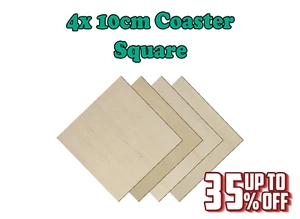 Wooden Coaster Shape Square Set of 4, Craft Art Gift Decoupage - Picture 1 of 3