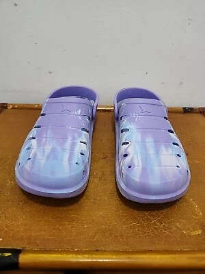 Clogs Girls sandals shoes Size 8 rugged shark purple tye dye washable - Image 1 of 4