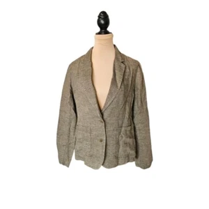 Eileen Fisher Grey Green Linen Double Button Closure Delave Blazer Sz XS - Picture 1 of 7