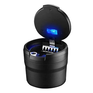 Portable Car Ashtray Cigarette Cylinder Smokeless Cup Holder LED Light with Lid - Picture 1 of 12