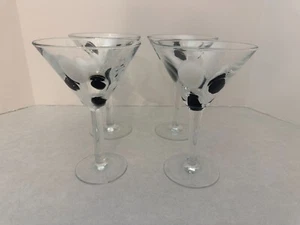 Set of (4) - Martini Glasses - Black and White Infused Spots - Cheetah Leopard - Picture 1 of 5