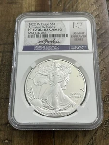 2022 W $1 Proof Silver Eagle NGC PF70 UCAM Advance Releases Gaudioso Signed GEM - Picture 1 of 3