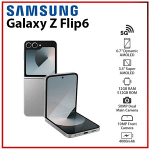 NEW Samsung Galaxy Z Flip6 5G SILVER 12GB+512GB Dual SIM Android Mobile Phone - Picture 1 of 6