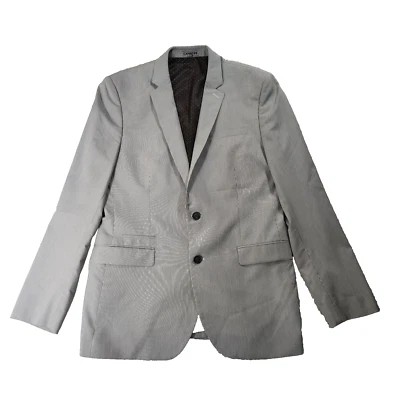 Express Jacket Mens 42L Blue White Pinstripe Photographer Fitted Sport Coat - Image 1 of 4