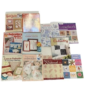 Vintage Lot 11 Booklets Embroidery Patterns And Quilt Stitches - Picture 1 of 13