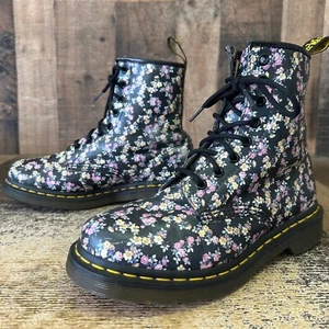Dr. Martens 1460 Flower Floral Combat Ankle Boots Womens 7 - Picture 1 of 12