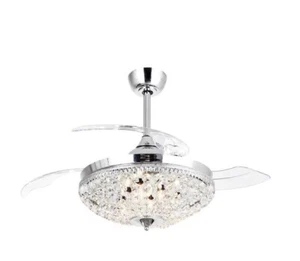 matrix decor 42" Chrome Retractable Ceiling Fan with Light Kit & Remote Control - Picture 1 of 3
