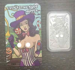 CMG Mint Willy Wonka Theme & The Knob Bopper 1 Oz .999 Silver Art Bar W/ COA - Picture 1 of 4