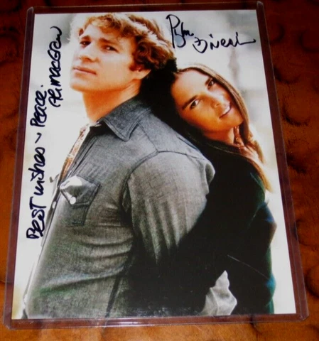 Ryan O'Neal Ali MacGraw dual signed autographed photo Love Story 1970 Cover
