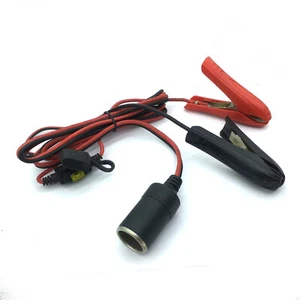 Car Cigarette Lighter Socket To Battery Alligator Clip Cable 14AWG & Fused 5.9ft - Bild 1 von 6
