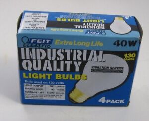 (Pkg of 4) FEIT 40 Watt Industrial Quality Light Bulbs (Vibration Service) Frost