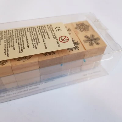Muji Snowflake Rubbert Stamping Ink Art Set wooden stamps Japan winter snow - Image 1 of 4