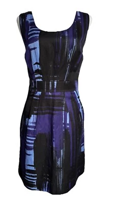 Banana Republic размер 6 льняной темно-синий черный оболочка без рукавов карьера женское платье - Изображение 1 из 4