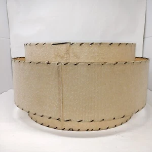 Dreistufiger MCM Lampenschirm Strukturstoff Fiberglas Peitschenstich beige mit braun - Bild 1 von 21
