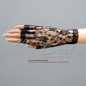 Hermosos guantes de encaje con patrón floral medio dedo longitud de muñeca 2BL - Imagen 1 de 4