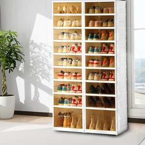 6/9 faltbares Schuhregal, Eingangsbereich Aufbewahrungsschrank mit Rollen, weiß - Bild 1 von 21