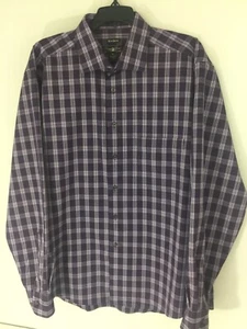 Camisa de vestir Pronto Uomo para hombre XL 100 % algodón manga larga cuello en punta a cuadros nueva - Imagen 1 de 8