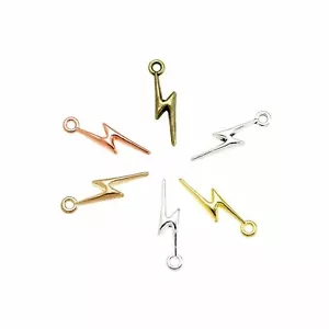 50 Alloy Lightning Bolt Charm Pendants 20mm DIY Earring Various Color - Picture 1 of 10