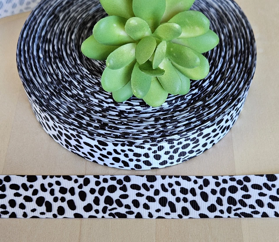 1» (1 ярд) далматин печать Grosgrain ленты Cruella De Vil корова печати Craft ленты - Изображение 1 из 1