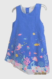 Tommy Bahama Girls Sleeveless Under The Sea Mermaid Print Dress Blue Size 5 - Picture 1 of 8