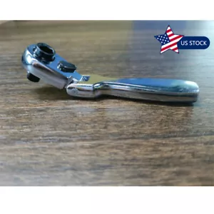 1/4" Drive Ratchet Handle Socket Wrench 72 Tooth Flexible Head Stubby Flattop - Picture 1 of 19
