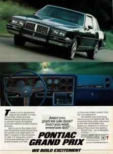 1984 Vintage Print Ad Pontiac Grand Prix Aren't You Glad We Use Dials Excitement - Picture 1 of 2