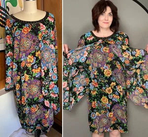 Vtg Diane Freis Georgette beaded Dress layered Sz M approx - Picture 1 of 12