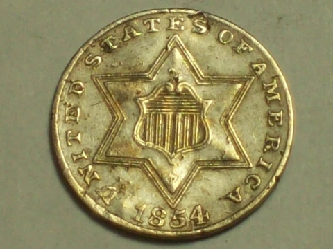 1854 Three Cent Silver    AU     SN3665 Cover