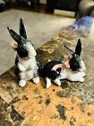 Fitz and Floyd Bunny Salt & Pepper Shakers Black and White Bunnies Vintage 1990