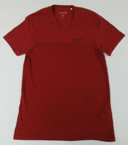 GUESS LOS ANGELES HEATHERED RED PREMIUM XS V-NECK T-SHIRT F1227