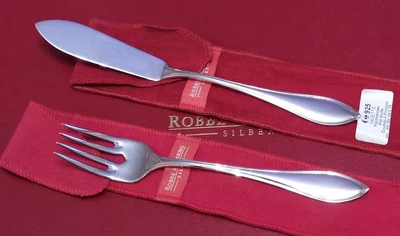 ROBBE & BERKING NAVETTE FISCHMESSER + FISCHGABEL 925 SILBER BESTECK UNBENUTZT - Bild 1 von 2