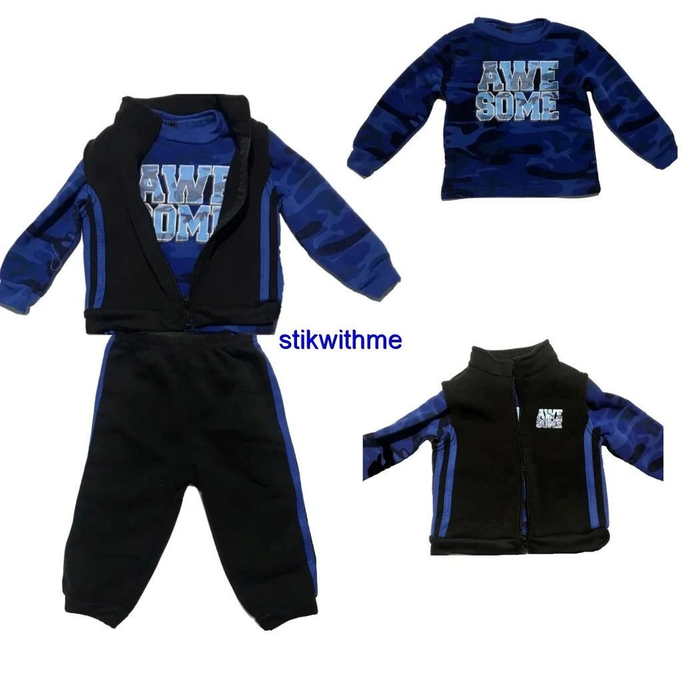 Conjunto de 3 piezas para bebé: sudadera, chaleco, pantalones deportivos "IMPRESIONANTE" [1 2 meses] Bonito Foto 1 de 4