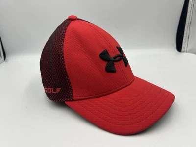 🏌Under Armour Hat Mesh Back Fitted Cap YOUTH X-Small/Small Red & Black Golf - Image 1 of 4