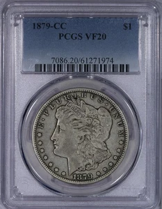1879-CC Morgan Dollar $1 PCGS VF20 - Perfect original coin! VF+ - Picture 1 of 4