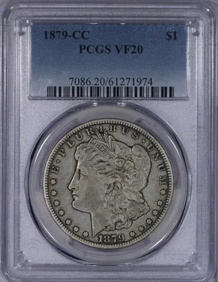 1879-CC Morgan Dollar $1 PCGS VF20 - Perfect original coin! VF+ - Image 1 of 4