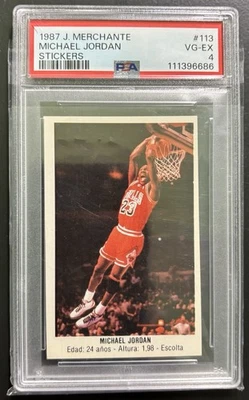 Michael Jordan 1987 sin usar #113 J.Merchante pegatinas Converse PSA 4 en muy buen estado excelente (leer) Foto 1 de 2